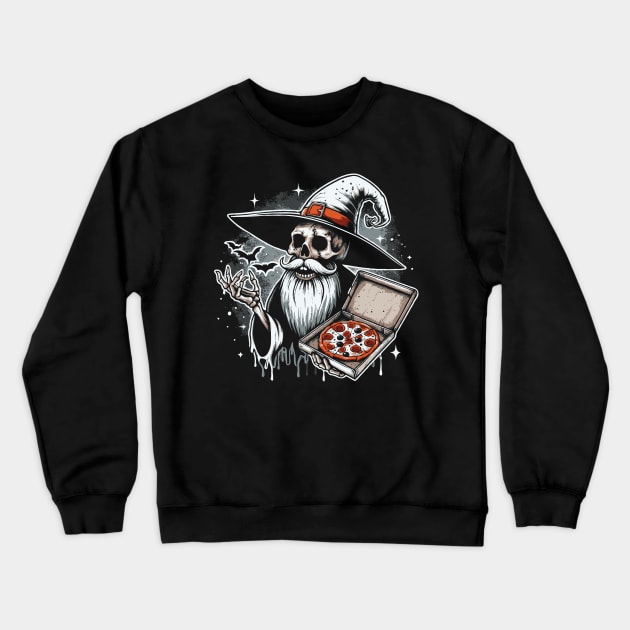 Pizza Wizard // Retro Horror Art Crewneck Sweatshirt by Trendsdk